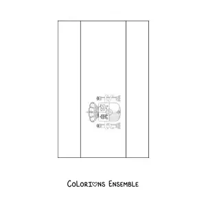 Image à colorier du drapeau de l'Espagne à la verticale avec ses armoiries détaillées