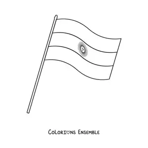 Image à colorier du drapeau de l'Argentine sur un mât