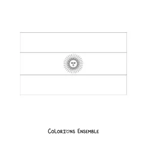 Image à colorier du drapeau de l'Argentine à l'horizontale