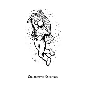 Image à colorier d'un astronaute avec le drapeau des États-Unis