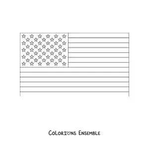 Image à colorier du drapeau des États-Unis à l'horizontale