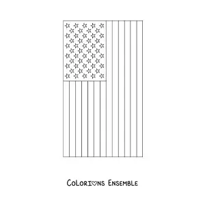 Image à colorier du drapeau des États-Unis à la verticale