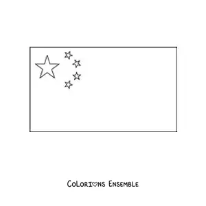 Image à colorier du drapeau de la Chine à l'horizontale
