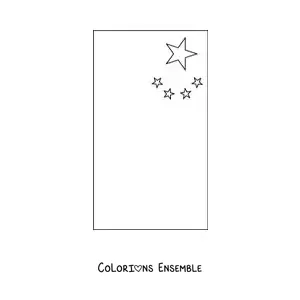 Image à colorier du drapeau de la Chine à la verticale