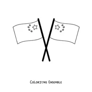 Image à colorier de deux drapeaux de la Chine