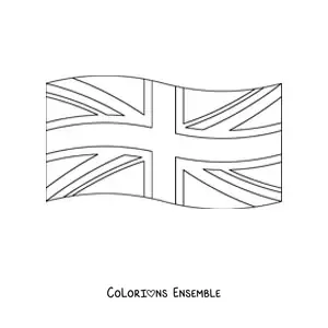 Image à colorier du drapeau du Royaume-Uni flottant