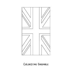 Image à colorier du drapeau du Royaume-Uni à la verticale
