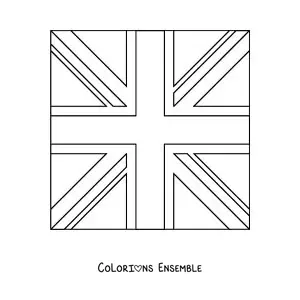 Image à colorier du drapeau du Royaume-Uni en emoji carré