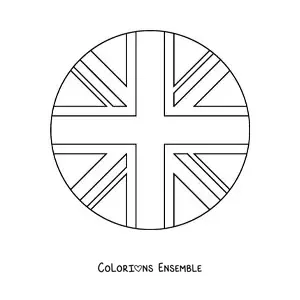 Image à colorier du drapeau du Royaume-Uni en emoji rond