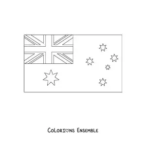 Image à colorier du drapeau de l’Australie à l’horizontale