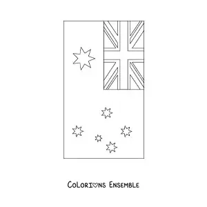 Image à colorier du drapeau de l’Australie à la verticale