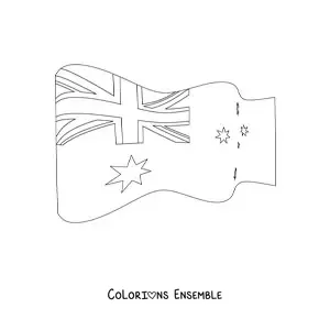 Image à colorier du drapeau de l’Australie flottant