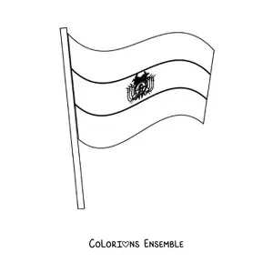 Image à colorier du drapeau de la Bolivie flottant sur un mât