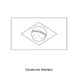 Image à colorier du drapeau du Brésil à l’horizontale