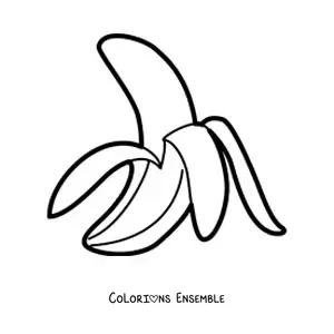 Image à colorier d'une banane avec une demi-peau