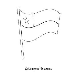 Image à colorier du drapeau du Chili flottant sur un mât