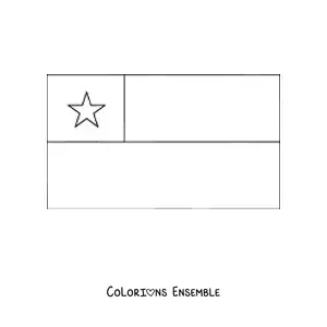 Image à colorier du drapeau du Chili à l’horizontale