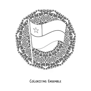 Image à colorier du drapeau du Chili avec un mandala