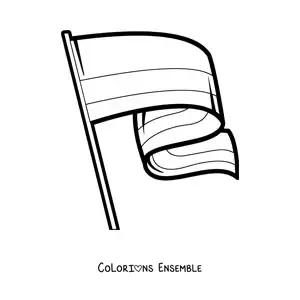 Image à colorier du drapeau de la Colombie flottant sur un mât