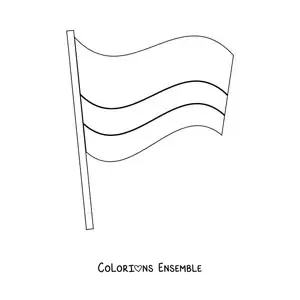 Image à colorier du drapeau de la Colombie sur un mât