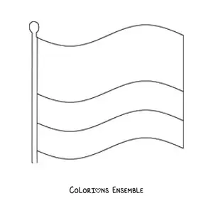 Image à colorier d’un grand drapeau de la Colombie flottant
