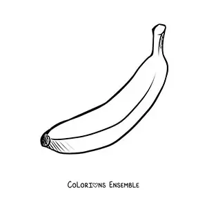 Image à colorier d'une banane avec sa peau