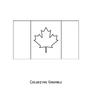 Image à colorier du drapeau du Canada à l’horizontale