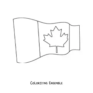Image à colorier du drapeau du Canada flottant