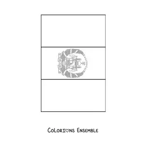 Image à colorier du drapeau de l’Afghanistan à la verticale avec son blason