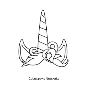 Image à colorier de la corne et des oreilles d’une licorne