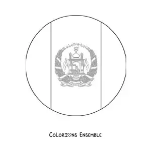 Image à colorier du drapeau de l’Afghanistan en emoji rond