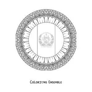 Image à colorier du drapeau de l’Afghanistan en emoji avec un mandala