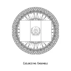 Image à colorier du drapeau de l’Afghanistan avec un mandala