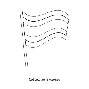 Image à colorier du drapeau du Costa Rica flottant sur un mât