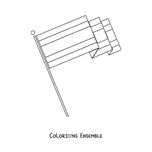 Image à colorier du drapeau du Costa Rica sur un mât