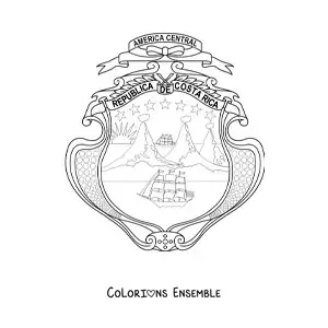 Image à colorier du blason du drapeau du Costa Rica
