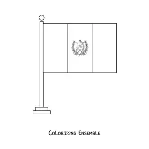 Image à colorier du drapeau du Guatemala sur un mât