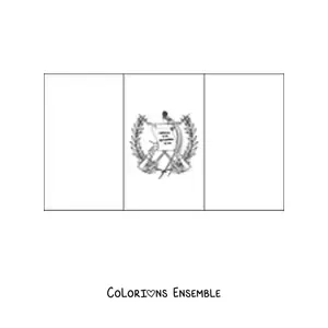 Image à colorier du drapeau du Guatemala à l’horizontale avec son blason