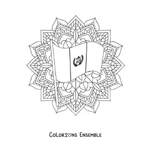 Image à colorier du drapeau du Guatemala avec un mandala