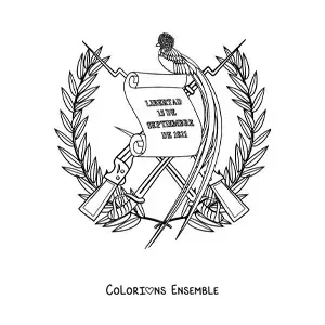 Image à colorier du blason du drapeau du Guatemala