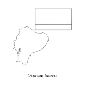 Image à colorier du drapeau de l’Équateur sans blason avec une carte