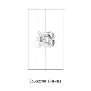 Image à colorier du drapeau de l’Équateur à la verticale avec son blason