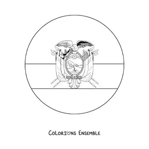 Image à colorier du drapeau de l’Équateur en emoji rond