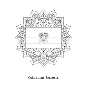 Image à colorier du drapeau de l’Équateur avec un mandala