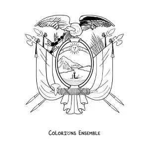 Image à colorier du blason du drapeau de l'Équateur