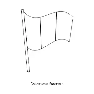 Image à colorier du drapeau de la France flottant sur un mât