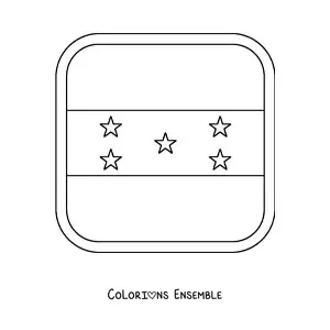 Image à colorier du drapeau du Honduras en emoji carré