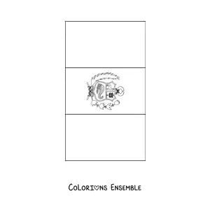 Image à colorier du drapeau du Pérou à la verticale