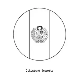 Image à colorier de l'emoji du drapeau rond du Pérou