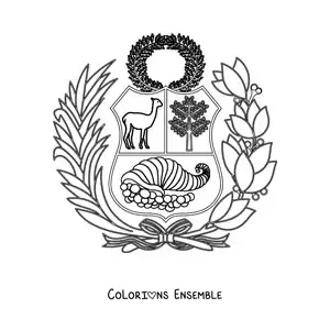 Image à colorier du blason du drapeau du Pérou